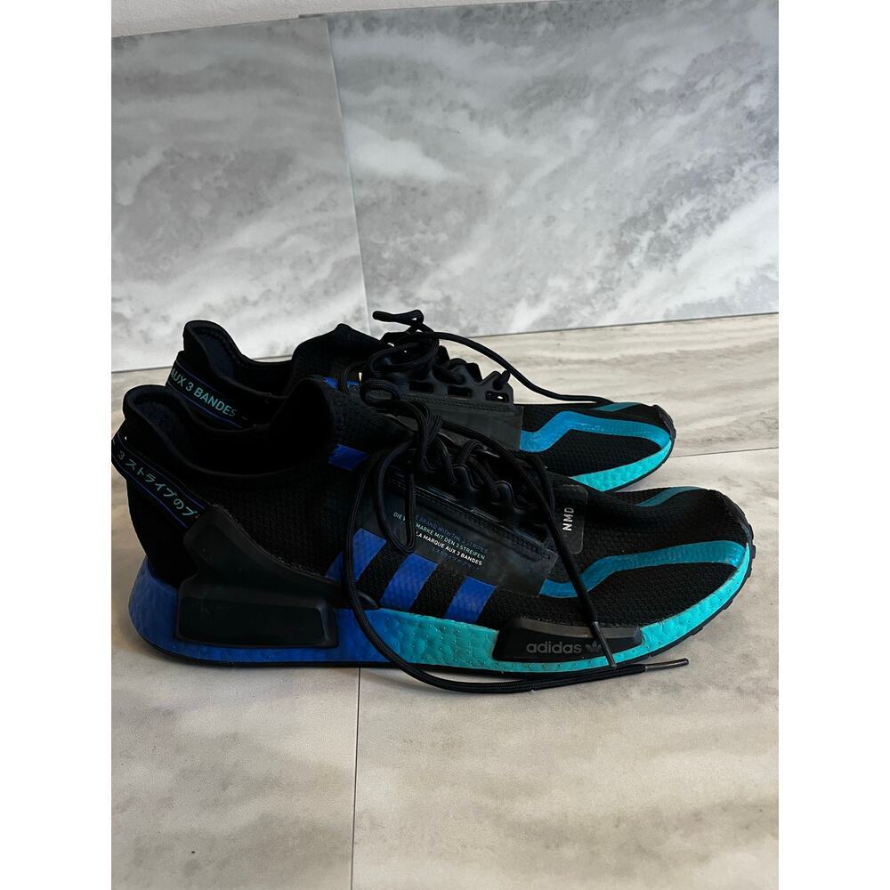 adidas rare NMD  Black & Blue Athletic Shoes with Teal Accents